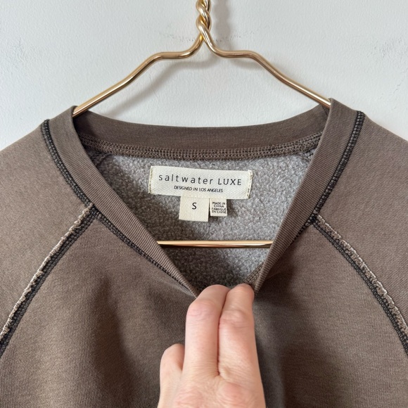 Saltwater Luxe Lounge Set Brown Heart Kevvy Sweatshirt and Elara Pants S / M - Picture 11 of 13